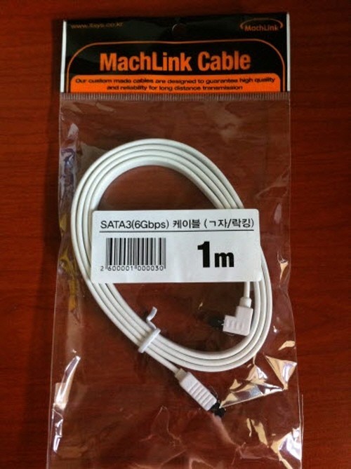 [MachLink] SATA3 / SATA III 6Gbps Locking White cable 1pcs / 100cm / 90 ...