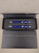 LOWE'S PEN SET BLUE & CHROME IN HARD CASE BLUE INK and MECHANICAL PENCIL