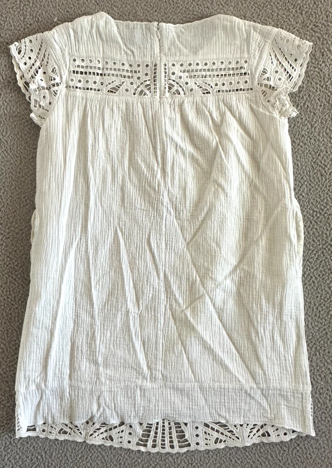 Море Нью-Йорк белое платье отверстие размер 4 марлевый хлопок изящный пляжный прибрежный карманы - Изображение 2 из 4