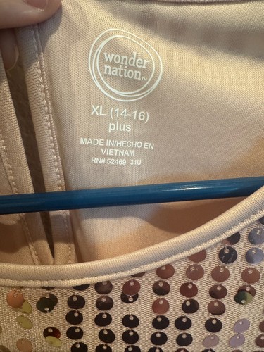 Wonder Nation Girls Beige Sequin Dress Size XLarge (14-16) PLUS Holidays Shiny - Picture 5 of 12