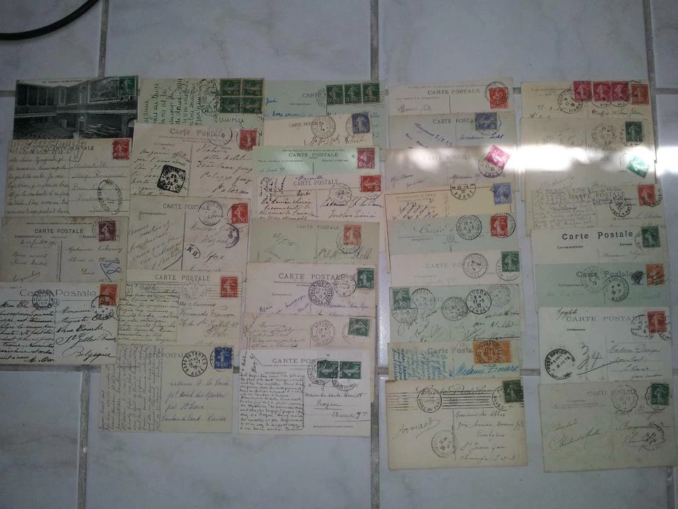 TYPE SEMEUSE - Lot de 34 cp avec Affranchissements pour l'étranger Oblitérations - Photo 1/1