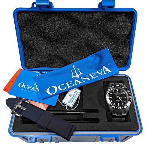 Oceaneva Men's Deep Marine Explorer GMT Watch 1250M Ceramic TITANIUM - Picture 12 of 20