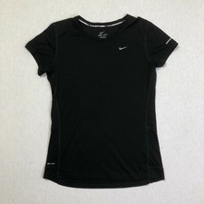 Nike Dri Fit Miler Medium Running Shirt Short Sleeve Black Active 717419-010 C6