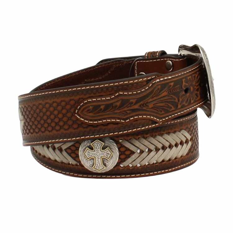 Nocona Men's Arrow Beaded Leather Belt