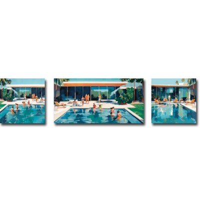 Splash 1, 2, & 3 by Orlov 3-pc Canvas Giclee Art Set (12 x 48 in Overall Size)
