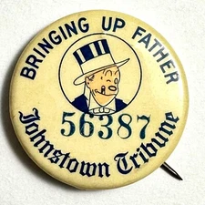 Bringing Up Father  Milwaukee Sentinel 1930s Celluloid Pinback Button 1.25"