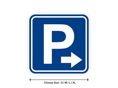 PARKING panel sticker right arrow 7cm (S) -20cm (XL) parking sticker