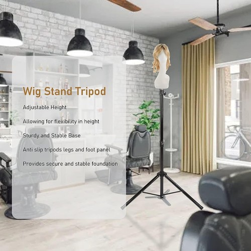 Adjustable Tripod Manikin Mannequin Head Hairdressing Training Stand Wig Holder - Picture 4 of 12
