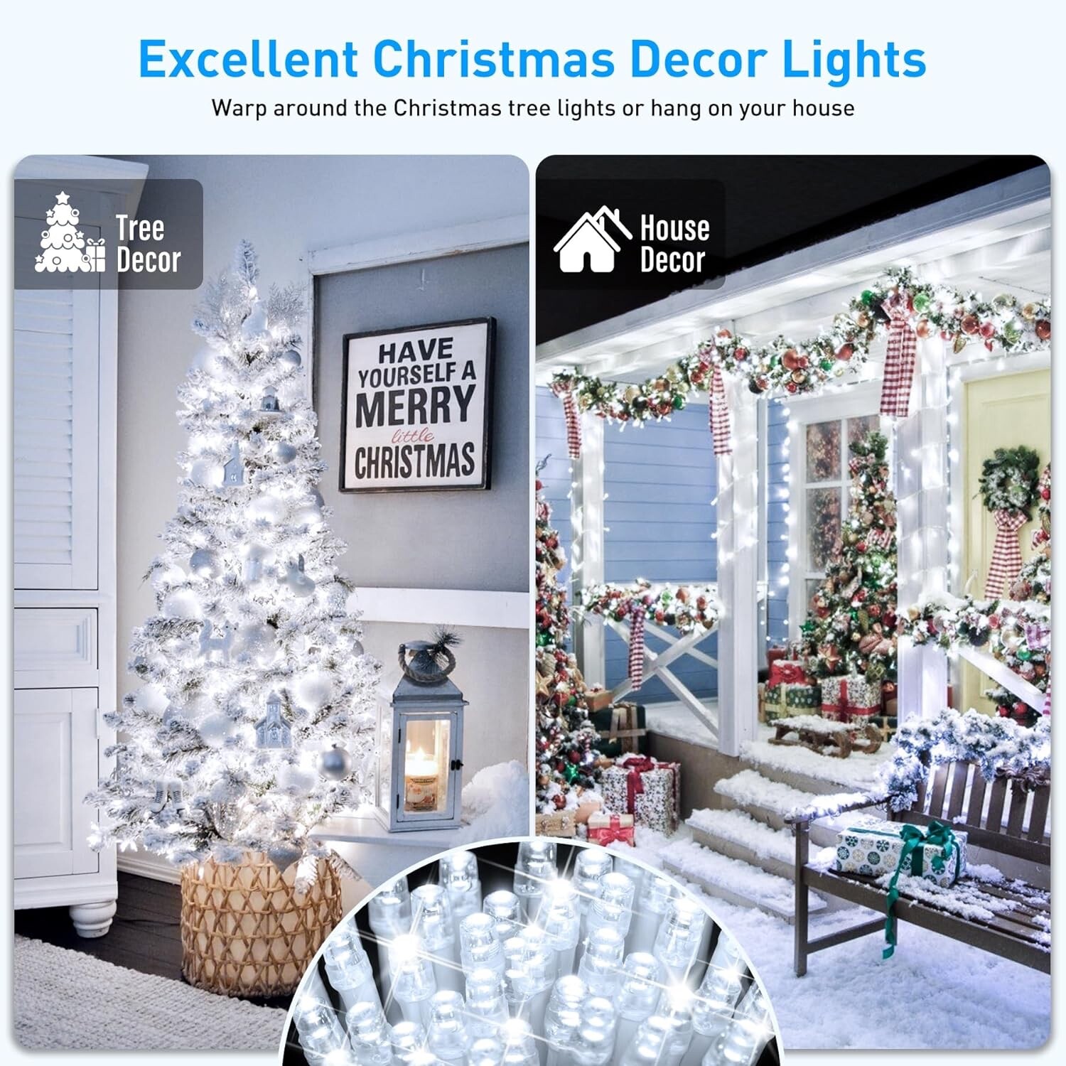 66Ft 200 White LED Christmas Lights, 8 Modes Waterproof String Lights Outdoor eBay