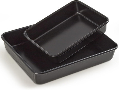 Heavy Roasting Pan Set of 2, Nonstick Rectangular Deep Baking Pans, 0.8Mm Lasagn