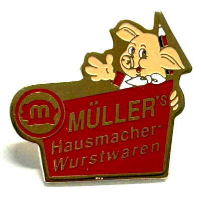Müller´s Hausmacher Wurstwaren Comic Schwein Pin (H22)