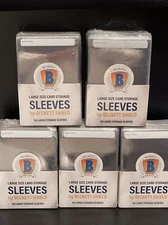 Beckett Shield Large Size Semi-Rigid Sleeves 5 Packs of 50, 250 Total