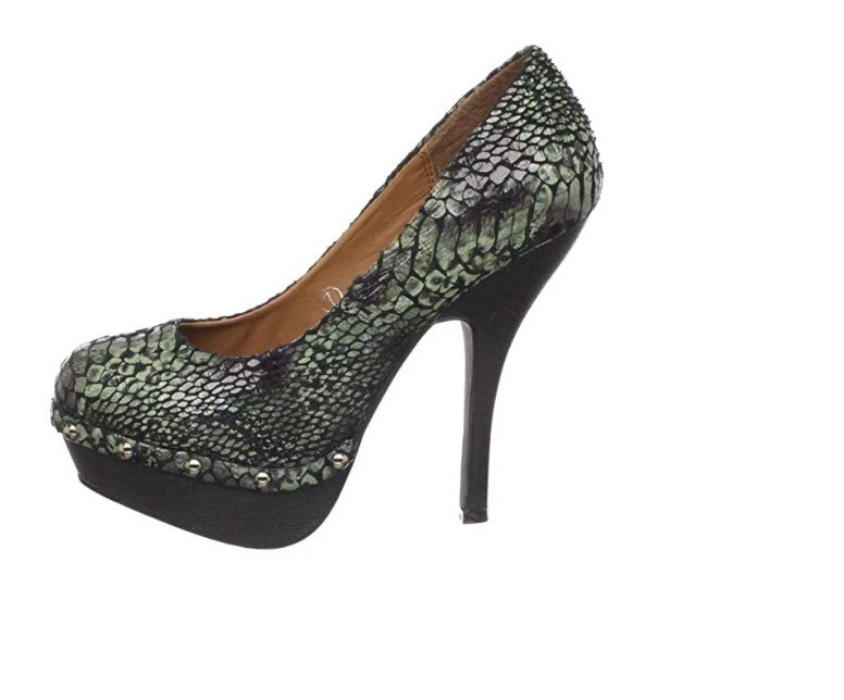 Miss Me Osaka-4 Plataformas Azul Negro Piel de Serpiente, Talla 8 Foto 4 de 4