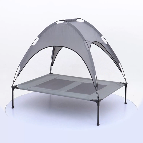 55" Elevated Cooling Dog Cot Bed Portable Mesh Camping Pet Bed w/Removable Shade - Video 1 of 1
