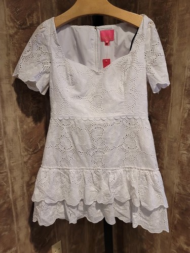 MISSES WHITE EMBROIDERED EYELET LACE 