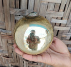 Ornement De Noël Allemand En Verre Doré Antique 4,25" Kugel