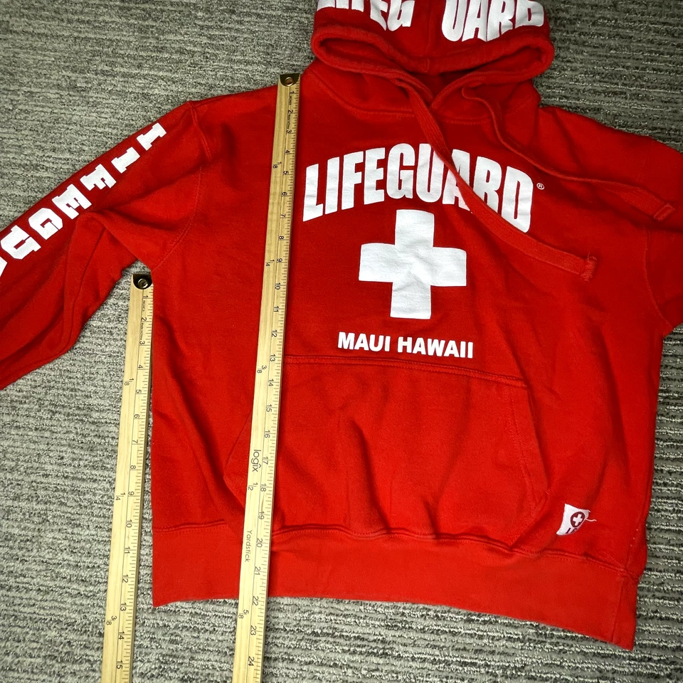 Sudadera con Capucha Salvavidas Talla M Juvenil Unisex Manga Larga Maui Hawaii Roja Foto 3 de 4