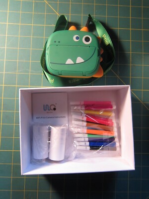 WiFi Instant Print Camera 1080p digital cam for kids by WQ Toys Green Dino