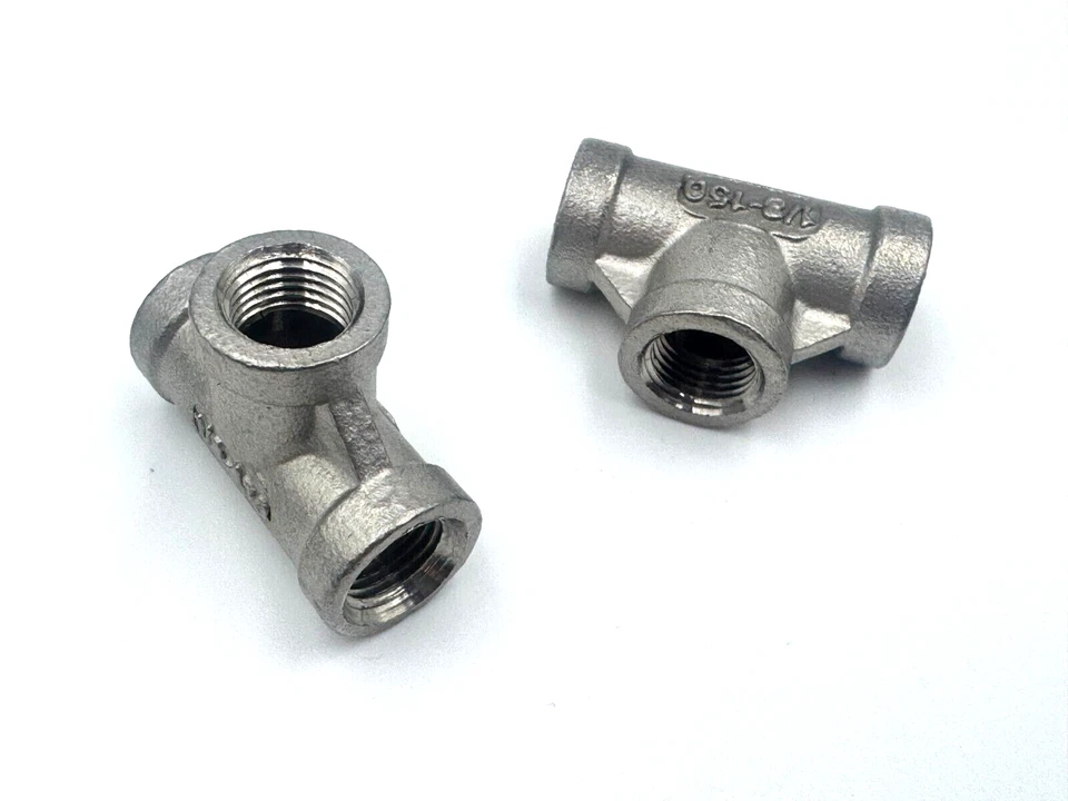2 PACK STAINLESS STEEL TEE 1/8" NPT PIPE FITTING SP114 Class 150 - Image 3 of 4