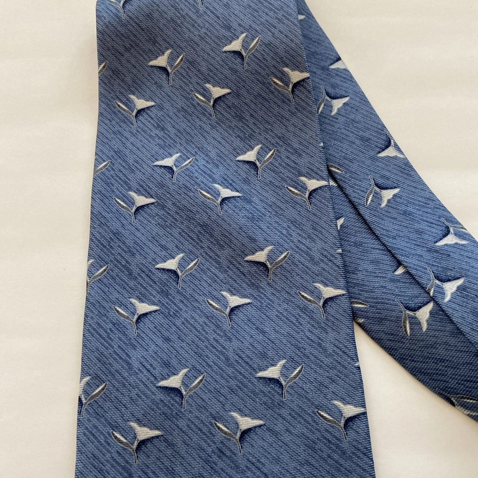Alexander Julian Colours Mens 100% Silk Tie USA Blue Silver Flowers 3.75 X 57” - Image 3 of 4