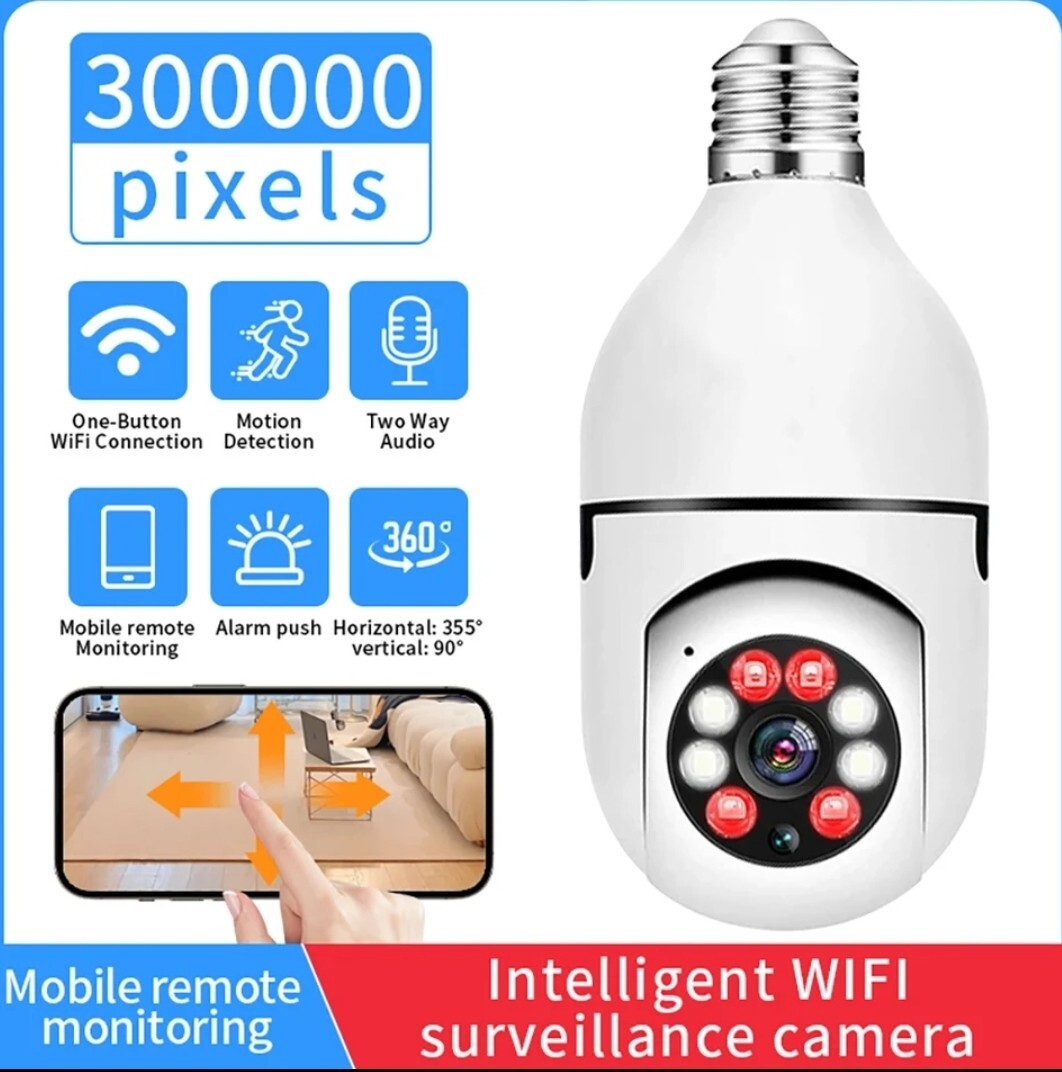 360° 1080P Wi-Fi IP E27 Light Bulb Camera – Smart Home Wireless Security Camera