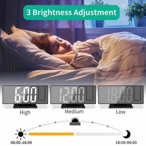 LED Digital Projector Snooze Dual Alarm Clock Projection Timer Rooms Decoration - Picture 4 of 14