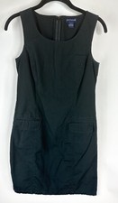 Ann Taylor Womens Dress 4 Black A Line Sleeveless Pockets 100% Cotton Knit