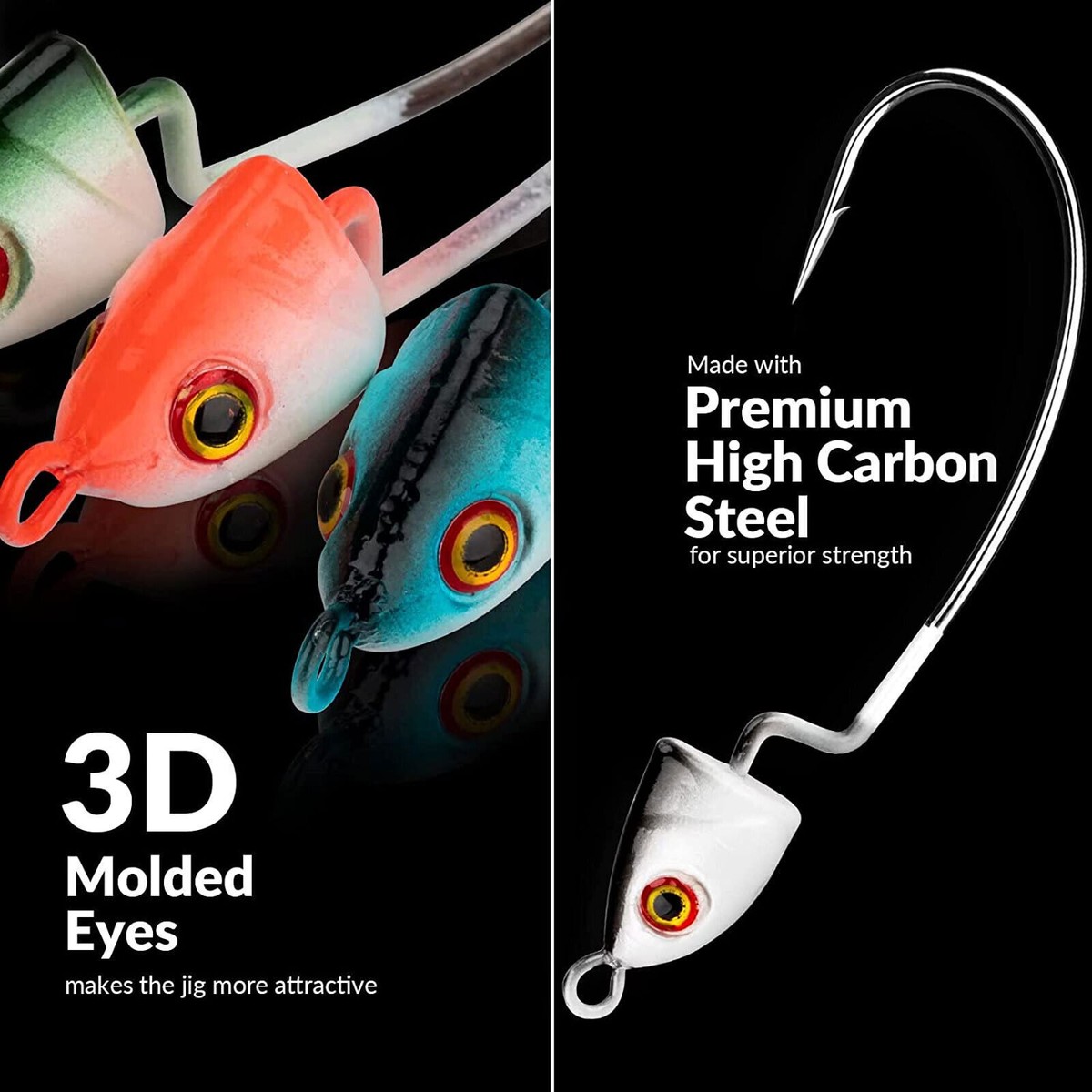 Fishing Texas Rig Hooks Five Colors 1/8oz 1/5oz 1/4oz 3/8oz 1/2oz 10Pcs Jig  Head