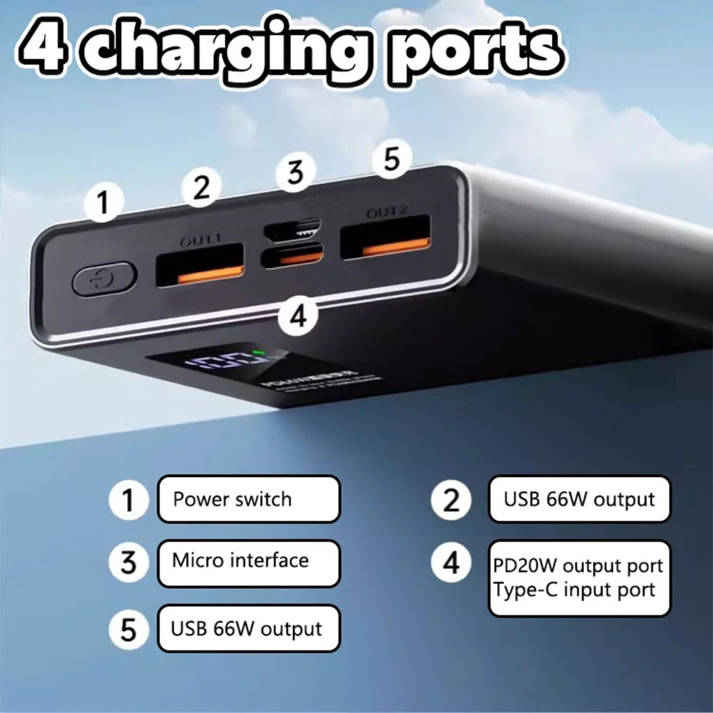 Power Bank 30000mAh 66W fast Charging Portable Battery Backup For Cell Phone US Power Bank 30000mAh 66W fast Charging Portable Battery Backup For Cell Phone US