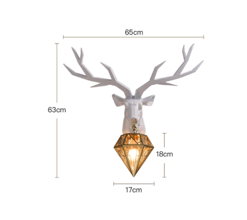 Nordic Winter Deer Antler Wall Lamp LED E27 Resin Lighting Diamond Sconce Decor - Picture 16 of 18