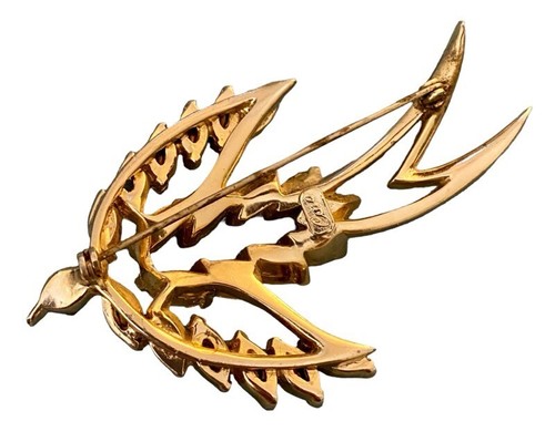 Coro 1940s/1950s Bird Rhinestone Pin Brooch Signed - Picture 6 of 9
