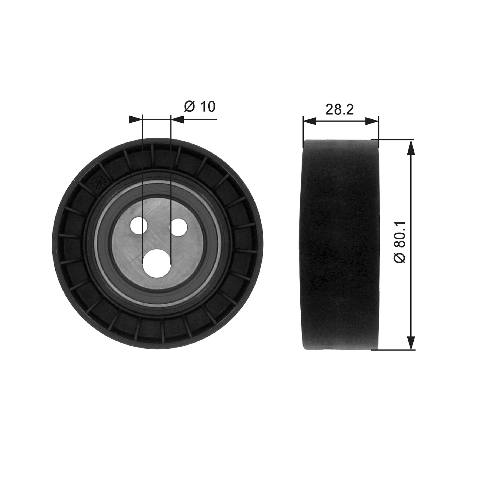 Lower GATES-OE T36016 Deflection/Guide Pulley, V-ribbed belt for ALFA ROMEO,FIAT - Image 3
