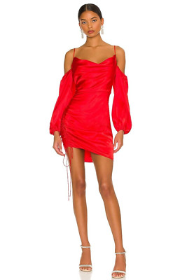 NWT - CINQ À SEPT 'Marsey' Silk-Satin Mini Dress, Maraschino Cherry - Size 2