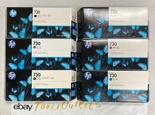 HP 730 INK CARTRIDGE SET of 6 MAGENTA CYAN YELLOW matte photo BLACK -300ml -2027