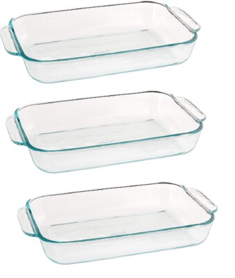 Pyrex Basics Quart Oblong Glass Baking Dish, Clear x 11 inch