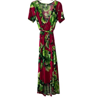 Pink Blush Dress Womens 1X Pink Floral Maternity Mock Wrap Asymmetrical Maxi  | eBay