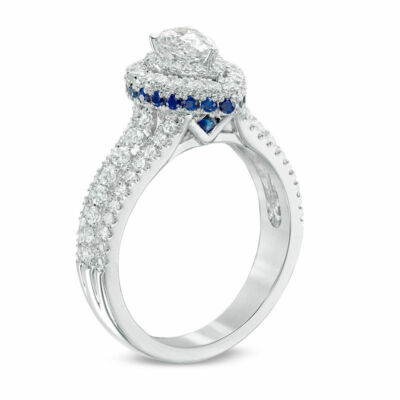 2.32 CT White Pear Cut CZ Vera Vang Engagement Ring Solid 10K White Gold
