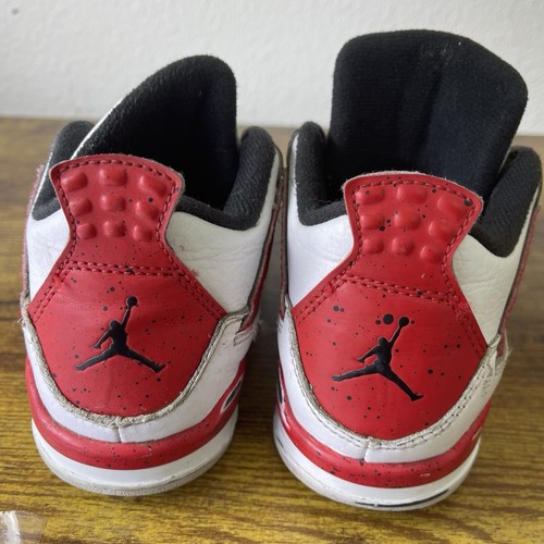 Nike Jordan 4 Retro Red Cement Boys Size 12C Shoes Sneakers BQ7669-161 No Laces - Picture 4 of 8