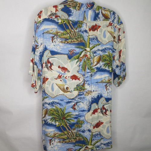 Camisa Reyn Spooner Para Hombres XXL 52" Calce Clásico Azul Aloha Pez Hawaiano Playa AOP - Imagen 4 de 11