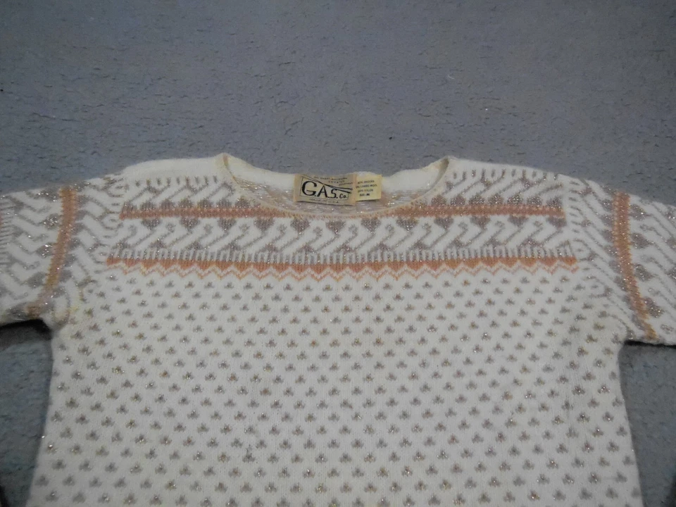 Suéter Vintage GAS Great Americano Mujer Mediano Crema Angora Corderos Lana EE. UU. Años 80 Foto 2 de 4
