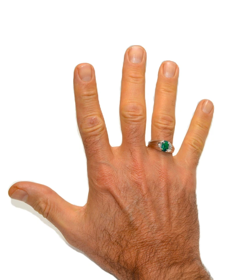 Natural Opal & Diamond Ring 10K White Gold .67tcw Mens Ring Opal Ring Gemstone - Image 2 of 4