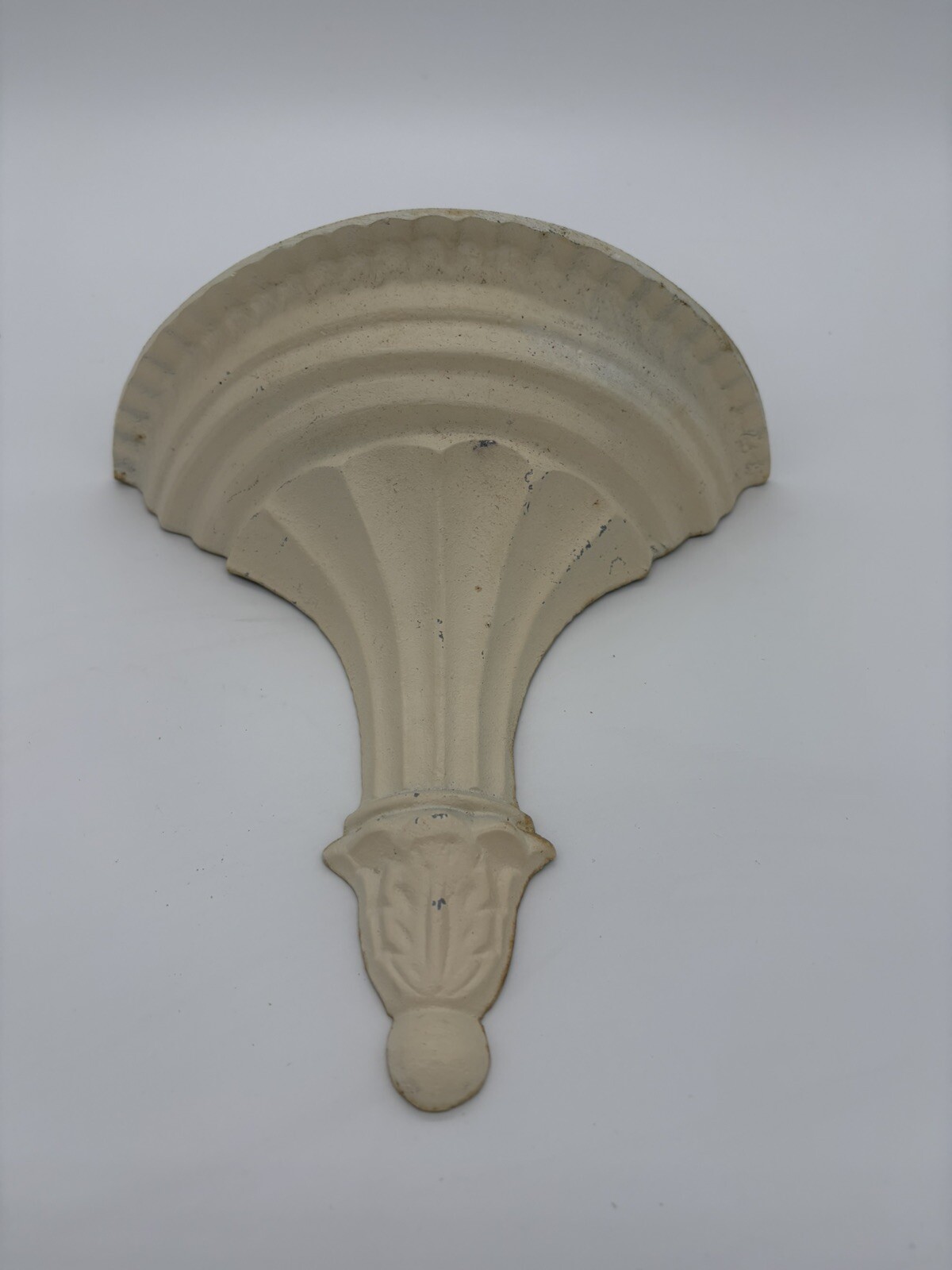 Cast Metal Wall Pocket Or Shelf Vintage Off White Shabby Chic Farmhouse Cottage