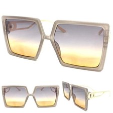 Oversize Exaggerated Vintage Retro Style SUNGLASSES Large Square Gray Gold Frame