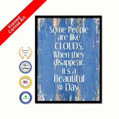 Some People Like Clouds When They Disappear Framed Canvas Blue Quote Artwork
