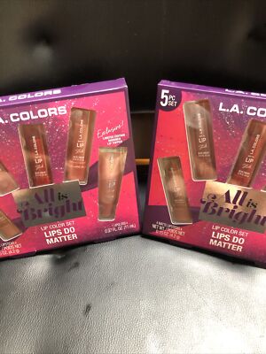2 L.A. COLORS All Is Bright Lip Color Set Lips Do Matter - Set Of 5 X 2
