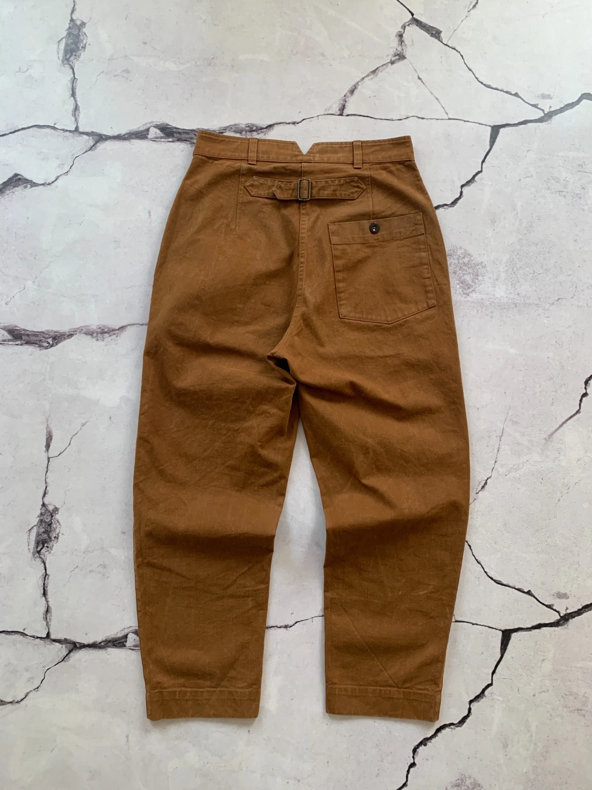 MHL by Margaret Howell Brown Cotton Cinch Back Tapered Pants Womens S