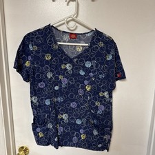 Dickies Scrub Top   Navy Abstract Dot Print M   Used Good