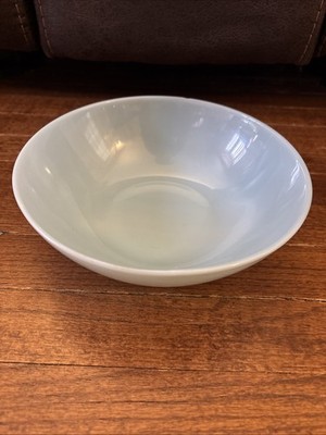 Vintage Fire King ovenware Delphite Blue Milk Glass Serving Bowl 8  Rare