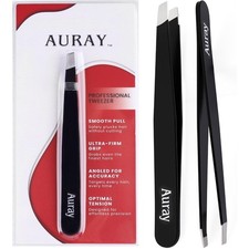 Stainless Steel Slanted Tip Eyebrow Tweezers for Women and Men Facial Hair