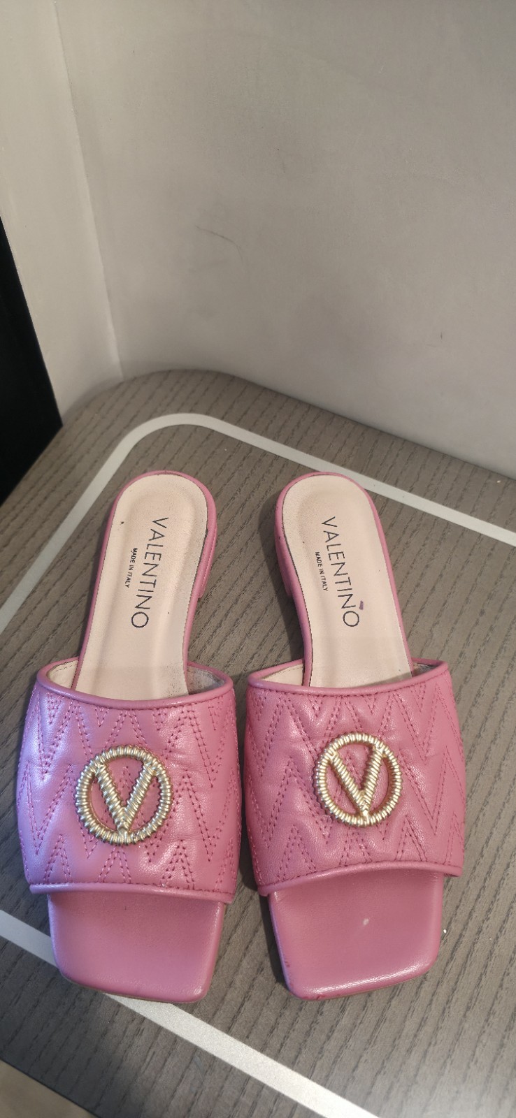 Valentino Africa Italian Leather Slide Sandals Pink Women's Size 7 thumbnail 5